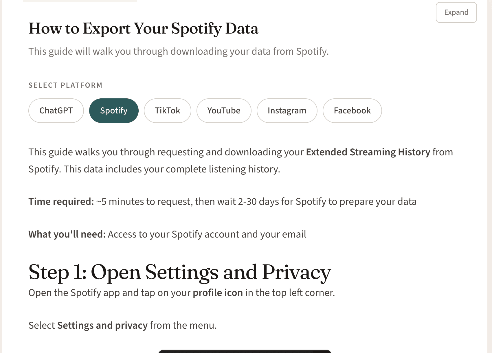 Export guide for Spotify